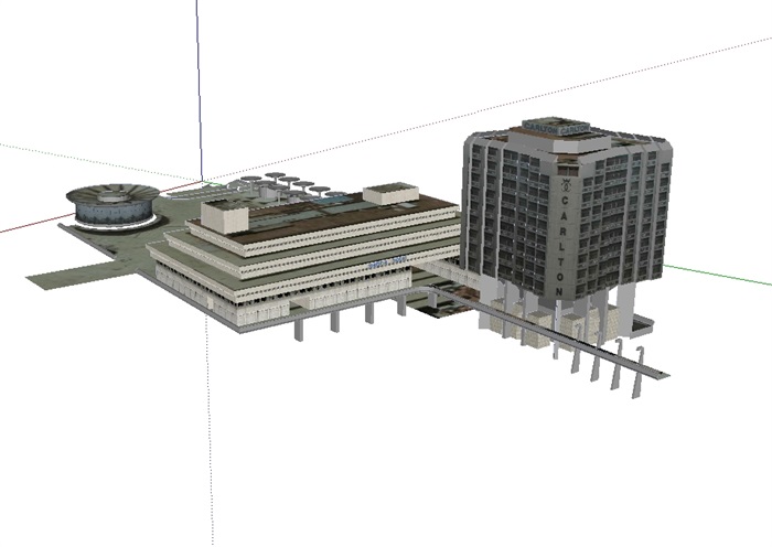 贴图办公建筑楼su模型(3)