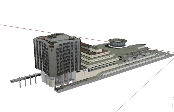 贴图办公建筑楼su模型(4)