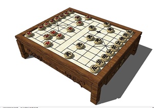 中式经典的象棋桌设计SU(草图大师)模型