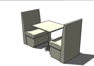 两人餐桌椅SU(草图大师)模型