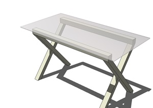 现代室内玻璃桌子SU(草图大师)模型