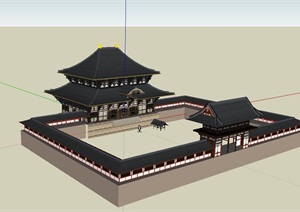 古典寺庙详细建筑SU(草图大师)模型