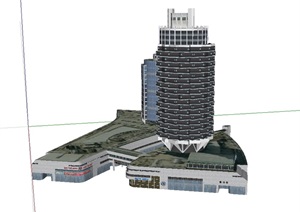 贴图楼商业办公综合楼设计SU(草图大师)模型