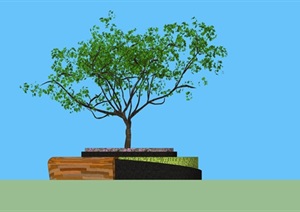 简约现代拼接树池设计SU(草图大师)模型