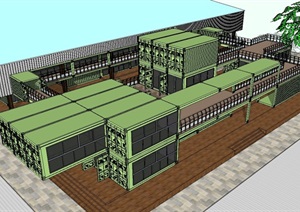 集装箱大型超市建筑设计SU(草图大师)模型
