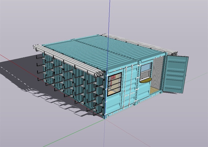 集装箱商店建筑设计su模型(2)