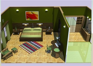某室内卧室空间经典设计SU(草图大师)模型