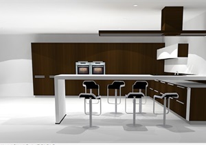 经典开放式厨房设计SU(草图大师)模型