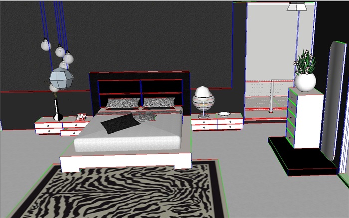 室内卧室空间su模型(3)