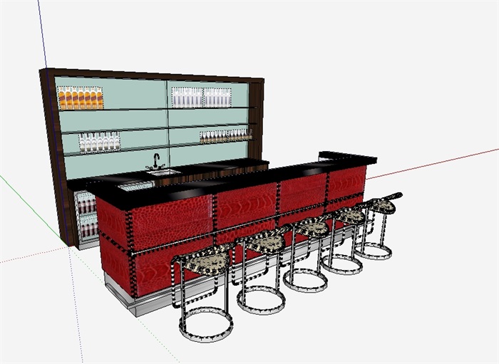 咖啡厅吧台柜子等设计su模型(1)