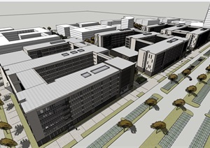 某大学学院楼设计投标建筑设计SU(草图大师)模型