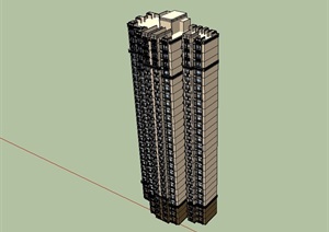 现代小区高层居住建筑楼SU(草图大师)模型