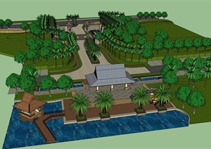 精品东南亚旅游景观入口设计SU(草图大师)模型