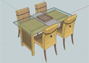 餐桌椅详细设计SU(草图大师)模型