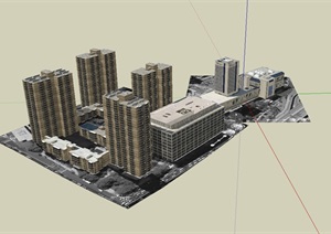 现代商业住宅综合建筑楼SU(草图大师)模型