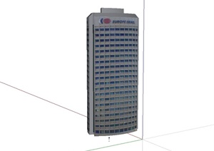 现代贴图办公楼建筑设计SU(草图大师)模型