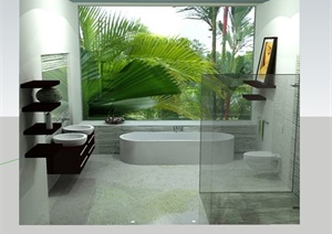 某浴室空间详细设计SU(草图大师)模型