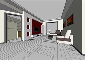 现代室内空间小户型设计SU(草图大师)模型