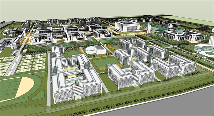 精品大学校园规划与建筑单体设计方案SU模型(2)