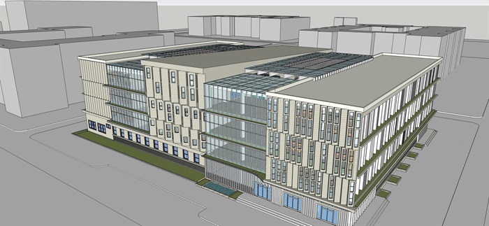 精品现代图书馆详细建筑SU模型及效果图