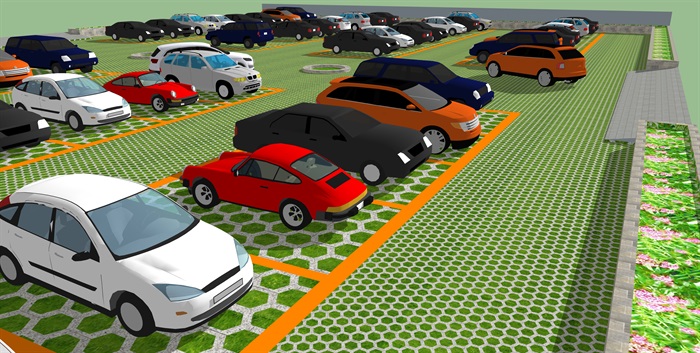 生态停车场设计设计su模型