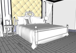 欧式室内卧室床设计SU(草图大师)模型
