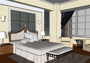某欧式风格经典的卧室设计SU(草图大师)模型