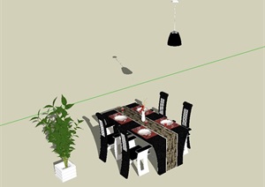 餐厅餐桌椅组合设计SU(草图大师)模型