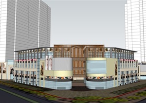 精品沿街商业多层商业建筑设计SU(草图大师)模型