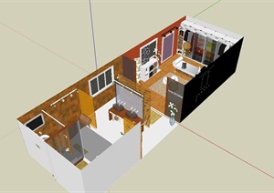 某小户型住宅室内空间SU(草图大师)模型