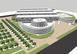 空港物流中心建筑设计SU(草图大师)模型