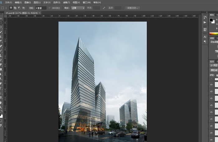 某现代高层详细的办公建筑楼设计psd效果图(2)