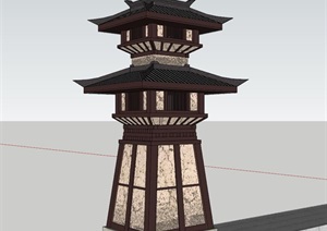 景观塔楼设计SU(草图大师)模型