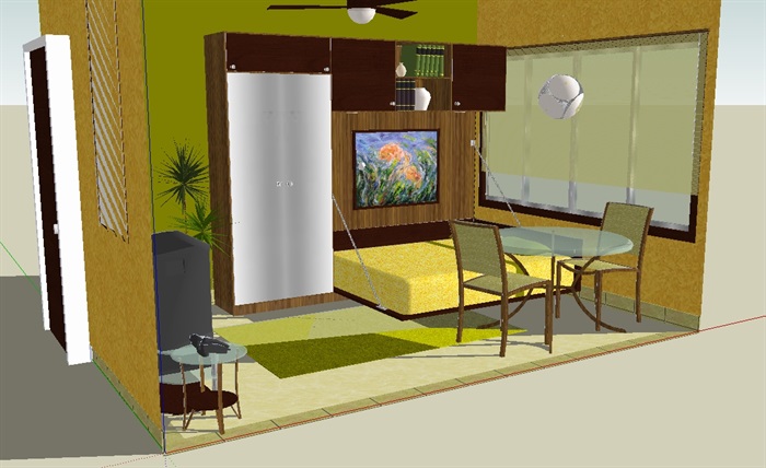 现代室内客厅空间su模型(3)