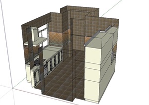 现代室内空间厨房设计SU(草图大师)模型