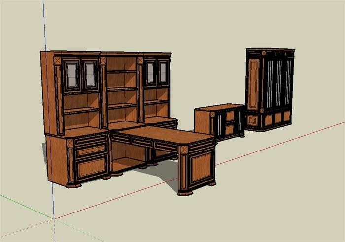 现代室内木质柜子设计su模型(1)