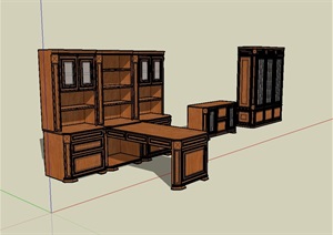 现代室内木质柜子设计SU(草图大师)模型
