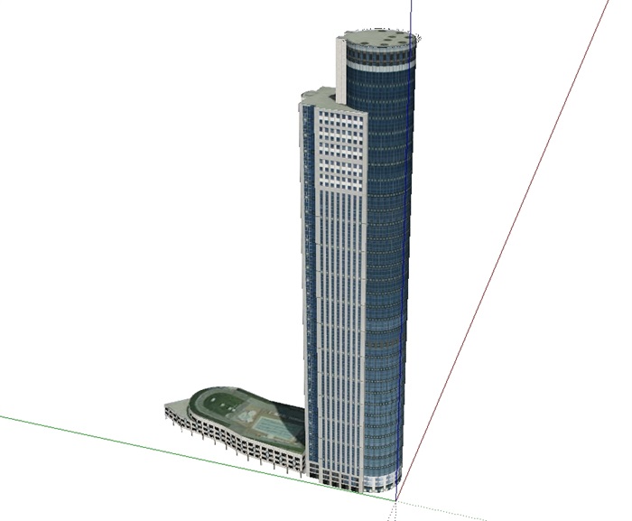 贴图高层详细办公大厦su模型(1)