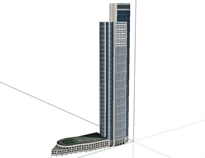 贴图高层详细办公大厦su模型(2)