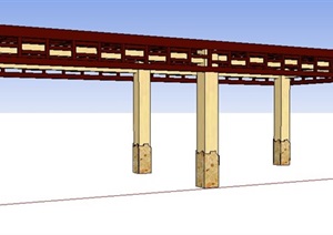 现代木制长花架素材SU(草图大师)模型