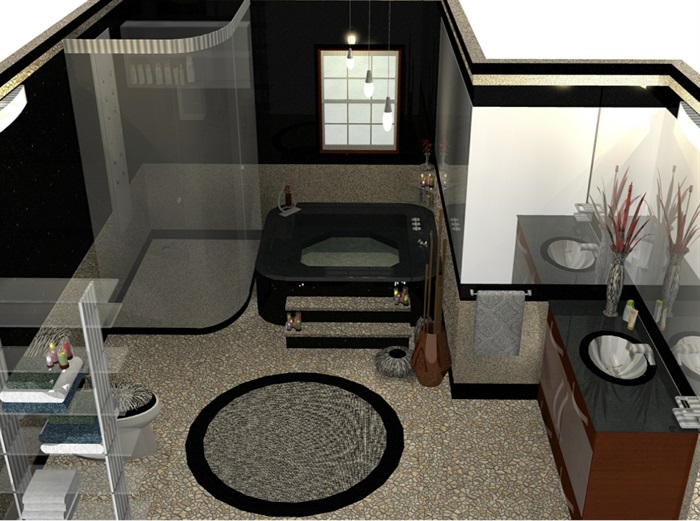 住宅室内卫生间浴室设计su模型(1)