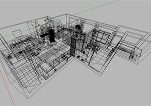 无材质贴图的住宅室内空间SU(草图大师)模型
