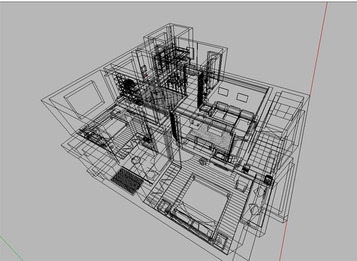 无材质贴图的住宅室内空间su模型(2)