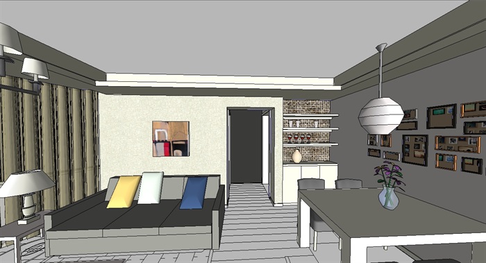 现代住宅室内空间户型设计su模型(1)