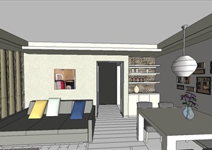 现代住宅室内空间户型设计SU(草图大师)模型