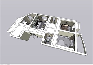 住宅室内空间装修设计SU(草图大师)模型