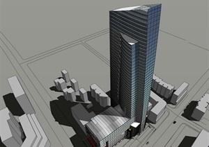 达明商业办公大厦设计SU(草图大师)模型