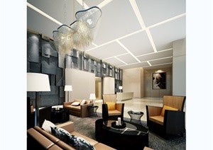 现代室内住宅客厅场景设计3d模型及效果图