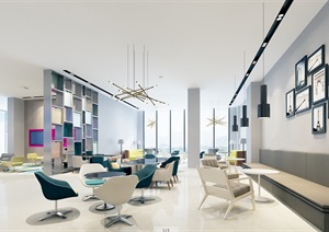 现代室内餐饮空间3dmax场景模型