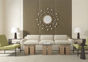 简约现代客厅空间设计3d模型